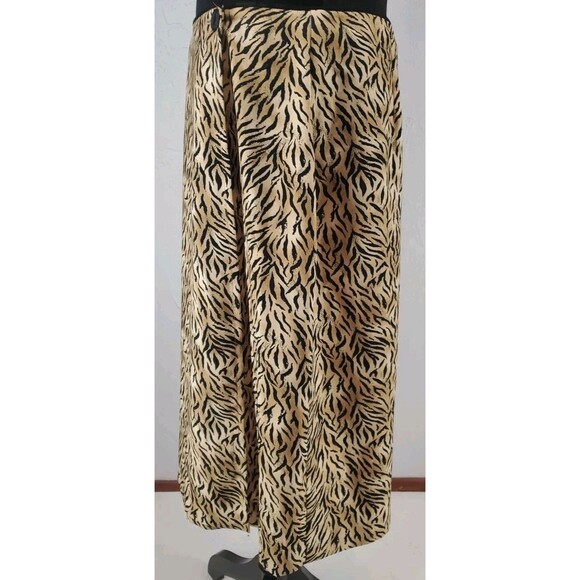 Wrap Skirt Knee Length Animal Print Cheetah Leopard Tiger | Worthington Size 14 - Picture 2 of 6
